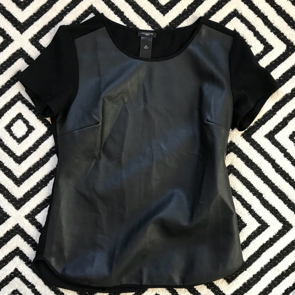Ann Taylor | Faux Leather Tee